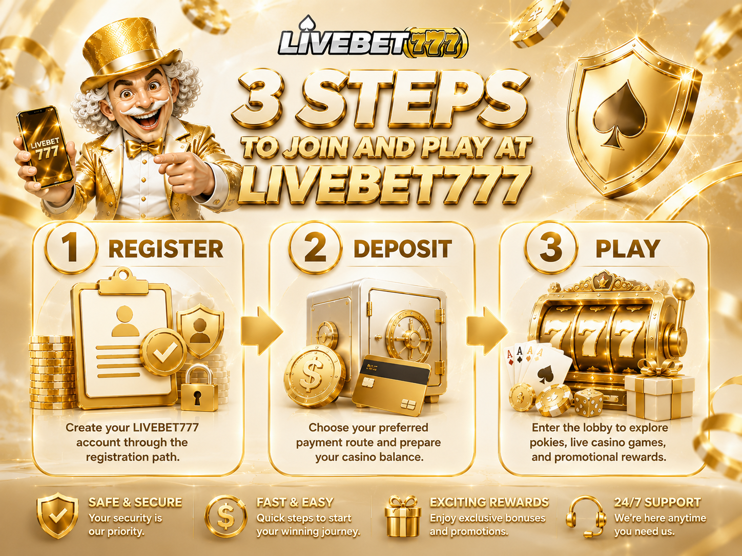 LIVEBET777 three steps to join and play
