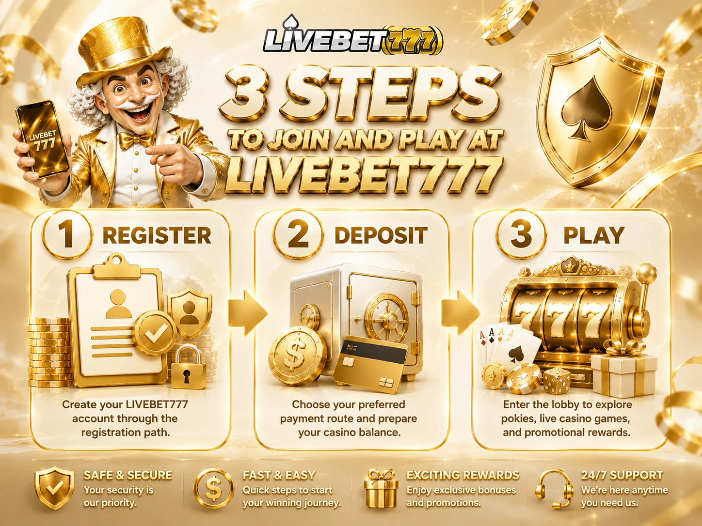 LIVEBET777 three steps to join and play