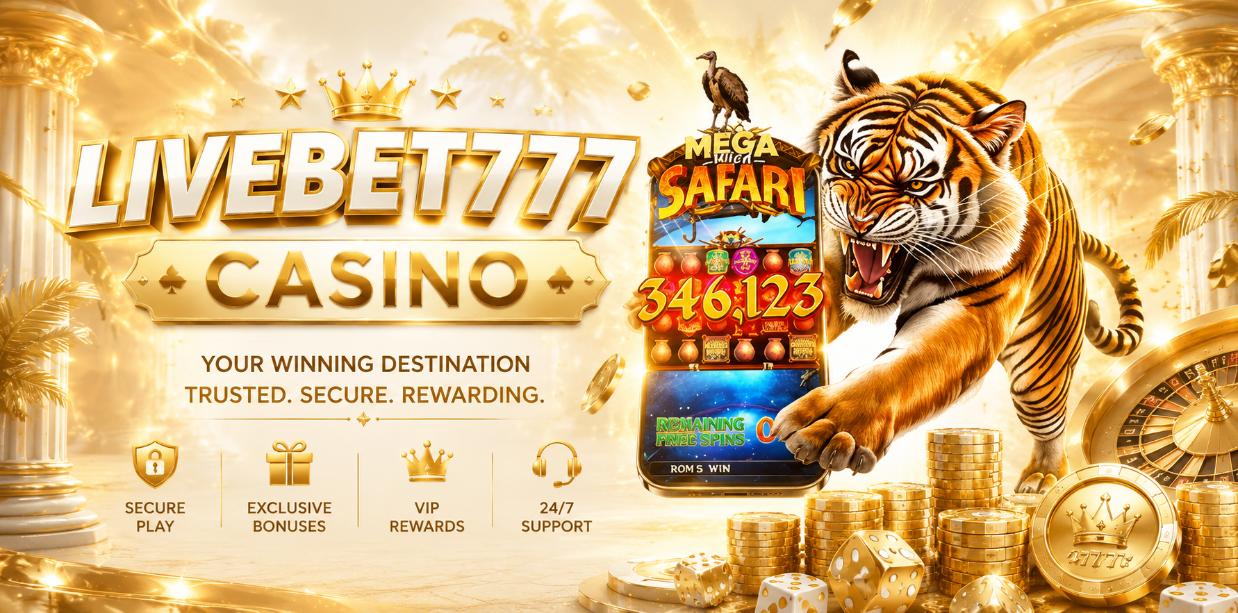 LIVEBET777 live casino golden dealer banner