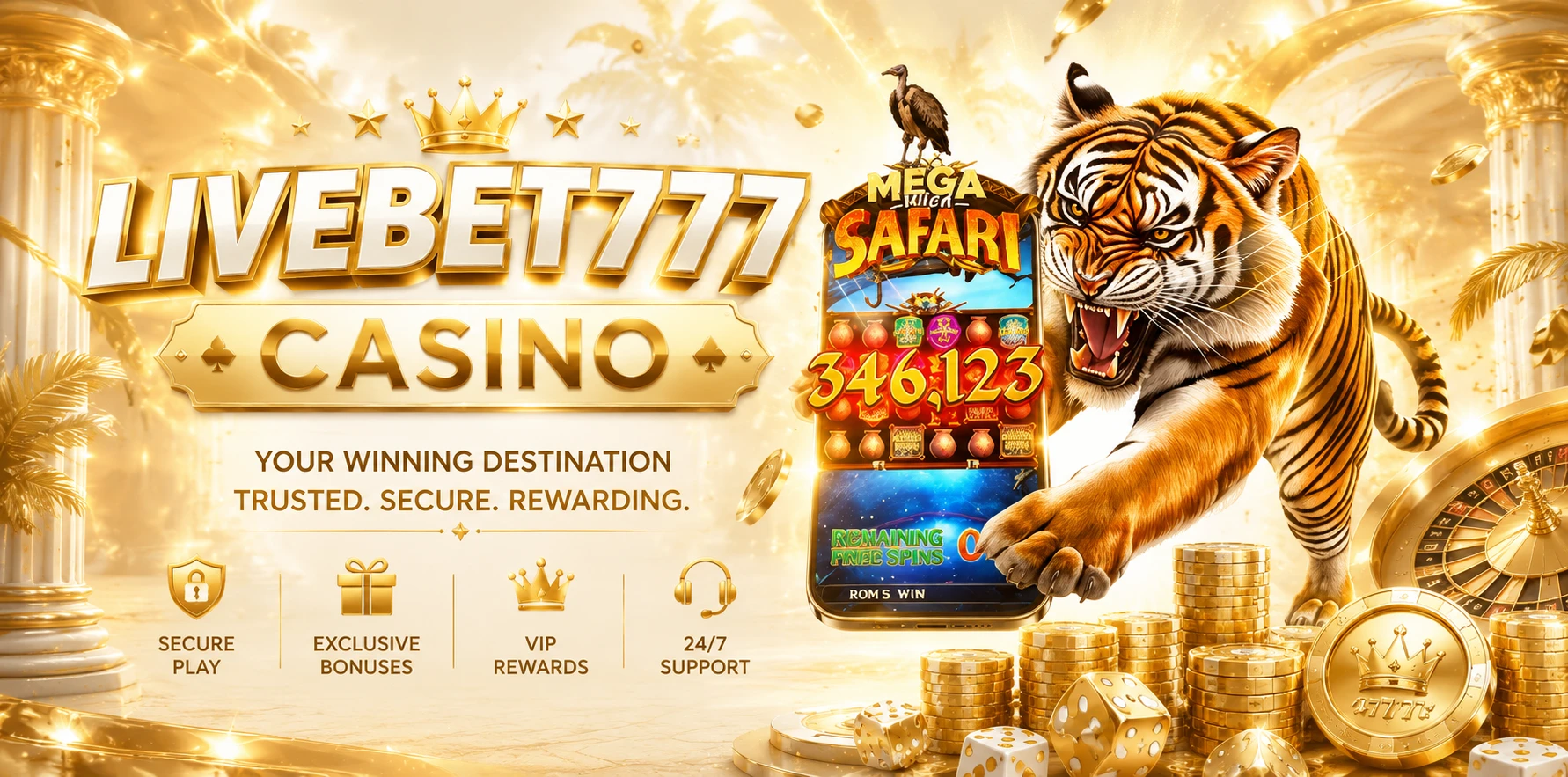 LIVEBET777 live casino golden dealer banner