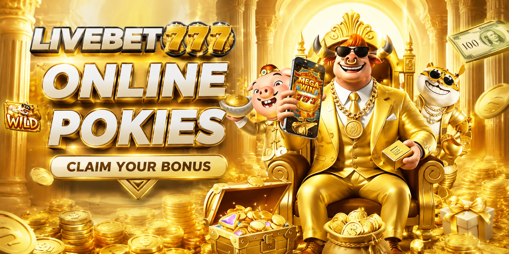 Livebet777 online pokies golden game banner
